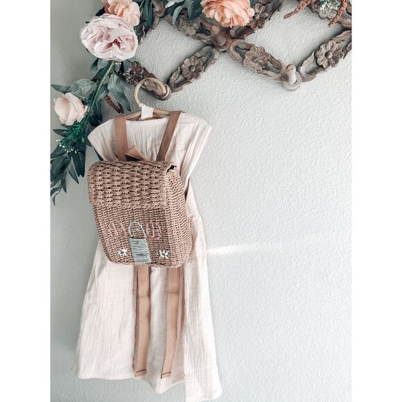 New Darling Little Cottage Shaped Woven Backpack - Picture 4 of 10